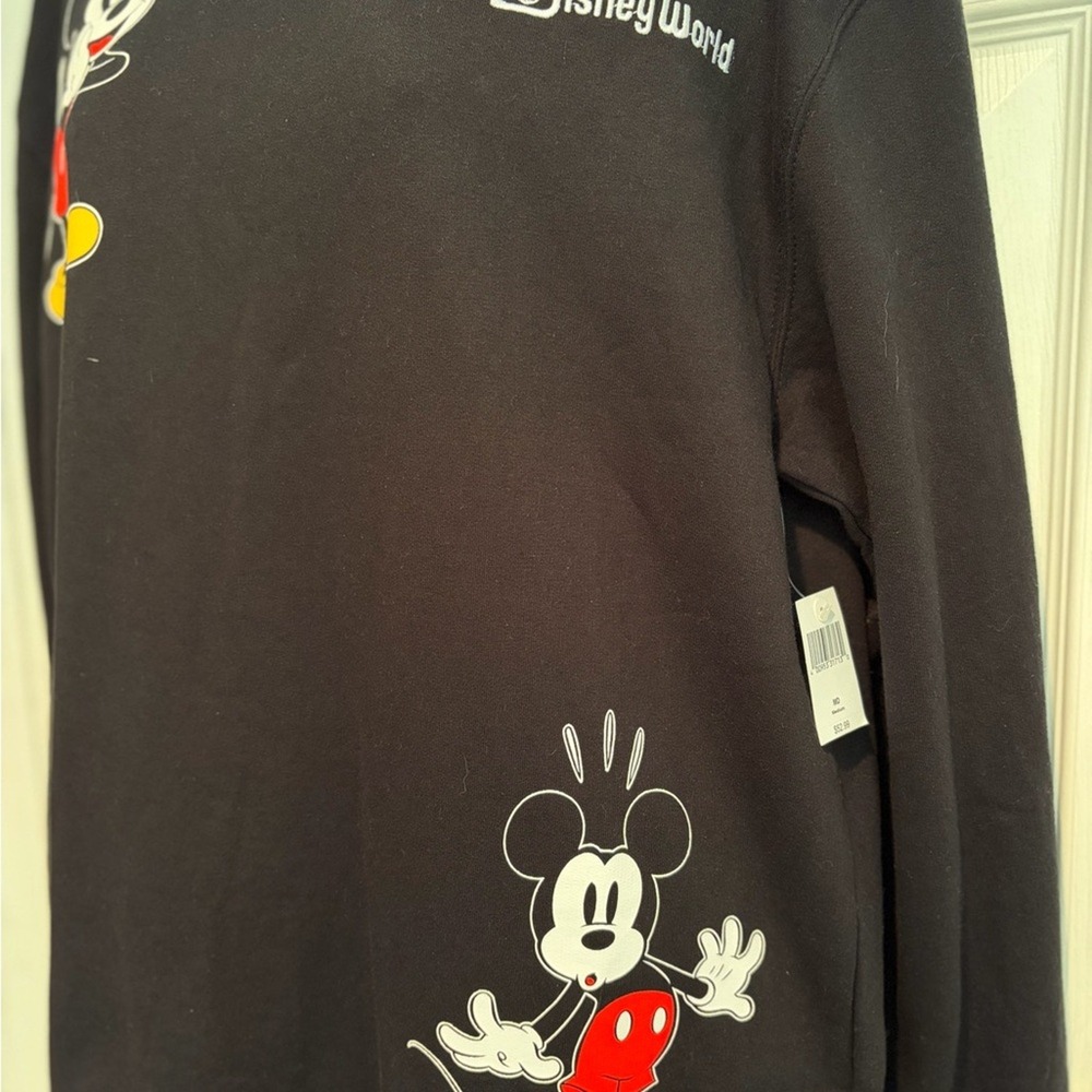Disney Parks Mickey Mouse Graphic Crewneck Sweatshirt NWT Med Black Walt Disney